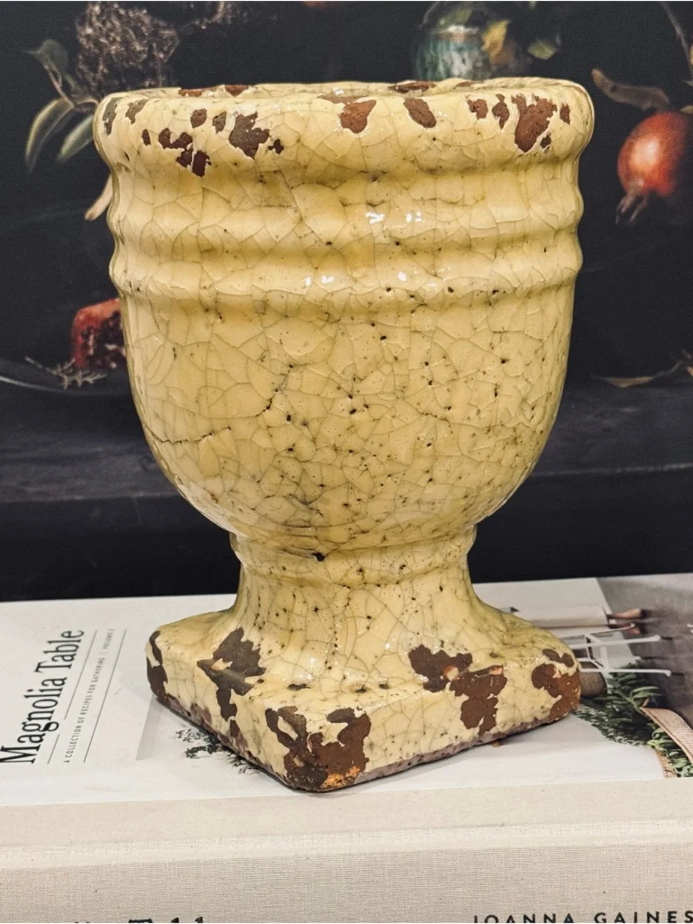 Anthropologie Aged Herb Pot, Pedestal
